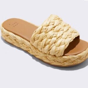 Women's Casey Braided Raffia woven Platform Slide Sandals from A New Day 6.5